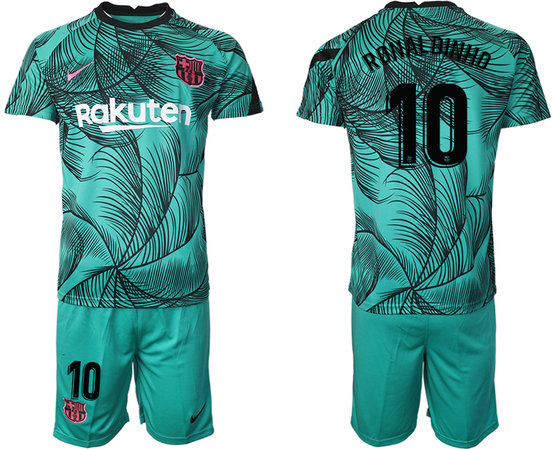 Men 2021 Barcelonagreen training suit #10 soccer jerseys->barcelona jersey->Soccer Club Jersey